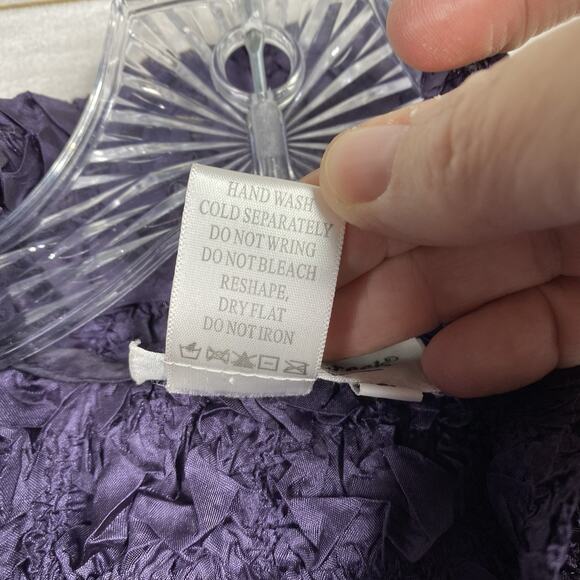 Coldwater Creek Shirt Womens L Purple Crinkle Texture Lightweight Stretch Button - Picture 4 of 8